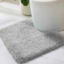 ILANGO Grey Toilet Rugs U Shaped 22"  24" Non Slip & Super Absorbent Extra Thick Soft, Washable Bath Mats for Bathroom Floor, Microfiber Plush Shaggy Contour Bath Rugs for Toilet,Dry Quick