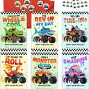 MAPDTWO 36 Packs Valentines Cards for Kids - Monster-style Trucks Valentines Day Card for Kids School Boys Classroom Party Favors - 3.2''x 4.7'' Exchange Monster Vehicle Cards & Stickers, Envelopes