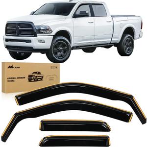 Nilight in Channel Rain Guards for Dodge Ram 1500 2009 2010 2011 2012 2013 2014 2015 2016 2017 2018 Quad Cab, Original Window Deflectors, Vent Window Visors-4pcs