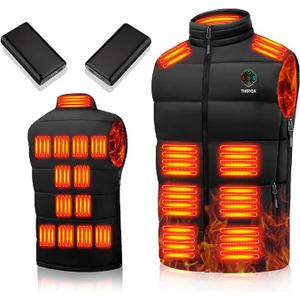 21 Heated Zones Heated Vest, with 40000mAH 7.4V Battery Pack Heated Vest for Men & Women, 5 in 1 Smart Controller. Size XL