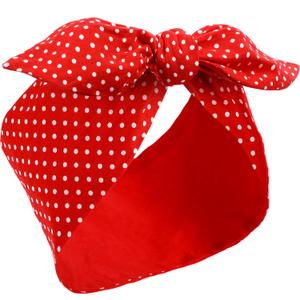 Hicarer Halloween Red Polka Dot Bow Headband Cute Bandana Retro Headband 50s Outfit Hair Headwrap with Wire Vintage Hair Accessories Cosplay Costume for Women(Small Dots)