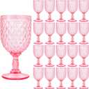 CHICERA 20 Pcs Pink Plastic Wine Glasses,Plastic Goblets for Parties, High-capacity Design,Sturdy and Durable Wine Glasses Can be Used for Weddings, Everyday Fun Parties and More!