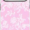for iPhone 17 Pro Max Case, Cute Vintage Lace Flower Pattern Phone Case for Women Girls, Aesthetic Elegant Hybrid 2-Layer Hard Shell Protective Cover, Pink & White Floral Lace