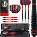 Harrows Ace Rubber Brass Steel Tip Darts Set Available in 20g, 22g, 24g & 26g - Includes Supergrip Shafts, Micron Marathon Flights & Convenient Travel Case