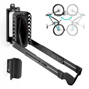 Swivel Bike Rack Wall Mount, Bike Hangers for Garage, Space-Saving Vertical Bike Holder, Holds up to 77 lbs, Bicycle Wall Hanger Storage, No Heavy Lifting Required Indoor Hanging Bike Rack-Black