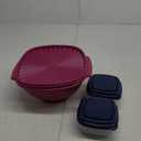 Set of 2: Fit & Fresh 1/2-Cup Snack Set, Condiment & Salad Dressing Containers, Reusable & Leakproof Lunch Containers, Perfect for Insulated Lunch Bag, Lunch Box & More, 2PK + Tupperware Servalier Salad Serving Bowl, 17 Cups, Round, Modern, Purple, Plastic, Injection Molded, Serving Bowl, Dishware/Bowls