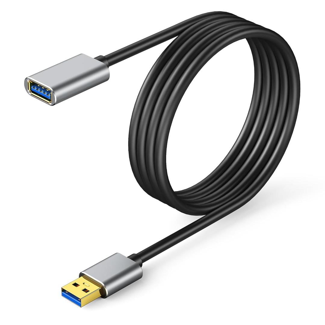 16ft USB Extension Cable, USB 3.0 A Male to Female Extender Cable, 5Gbps High-Speed Data Transfer, Gold-Plated & Anti-Interference Compatible with Keyboard/Mouse/Printer/VR/Webcam/Hard Drive