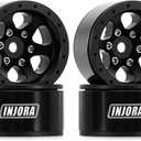 INJORA 1.0 Aluminium Beadlock Wheel Rim for TRX4M Ascent18 SCX24 FCX24 1/24 1/18 RC Crawler Upgrade（Black）
