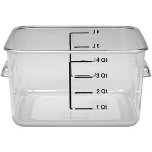 Rubbermaid Commercial Products, Space Saving Square Food Storage Container, 4 Quart, Clear, for Kitchen/Sous Vide/Meal Prep