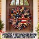 America's 250th Wreath, 15.7" Rustic Wood Star Door Hanger for July 4th Decor