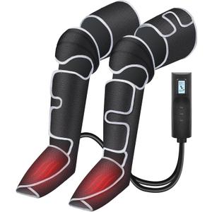 COMFIER Leg Massager for Circulation, 3 Heat 3 Modes 3 Intensities Full Leg Foot Compression Massager (Jet Black)