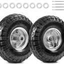 10" Heavy-Duty Replacement Tires, 4.10/3.50-4" for Gorilla Carts,Hand Trucks,Generators,Lawn Mowers & Garden Wagons - Double Sealed Bearings, 5/8" Axle Bore Hole - Pneumatic Air Tires (2 Pack)
