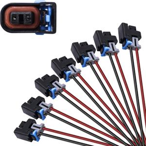 HiSport LS Truck Fuel Injector Connector Pigtail Wire Compatible with Chevrolet GMC 1500 2500 3500 Mini Multec 2 (6 pack) Replace 17113553 17113698 WPINJ31X8