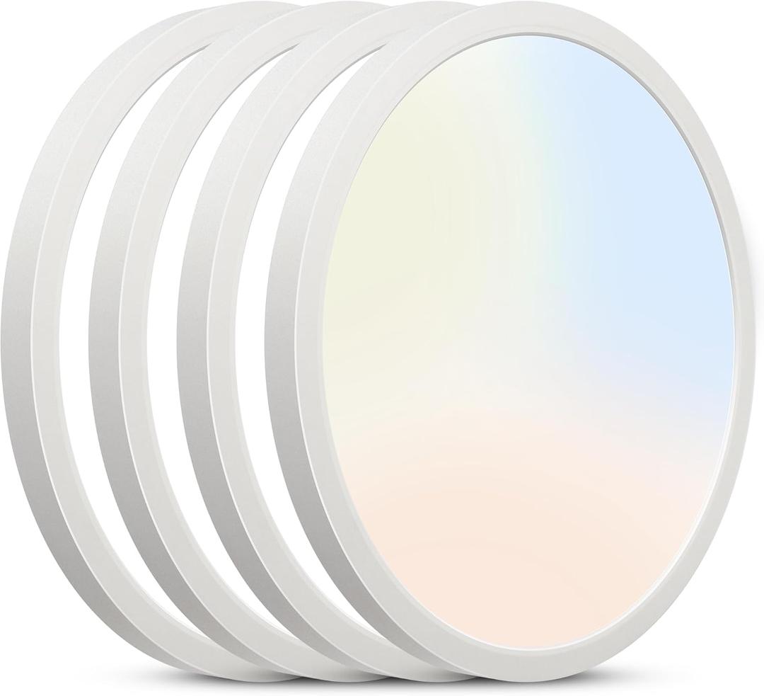 SunRider 4-Pack LED Flush Mount Ceiling Lights, Dimmable 5CCT Selectable 2700K-6000K, 12inch 20W 2000LM Bedroom Round Flat Light Fixture, 200W Equiv. (White)
