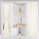 HOMEIDEAS Non-See-Through Sidelight French Curtains for Front Door, Light Filtering Privacy Semi Sheer Door Window Curtains with Rod Pocket and Tieback, 1 Panel,Cream Beige, 26W X 80L Inch