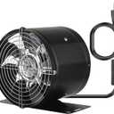 8 Inch Inline Duct Fan, with Switch Low Noise High Air Flow Extractor Fan Metal Exhaust Fan with Bracket and Mesh for Basement, Garage, Attic, Kitchen(Black)