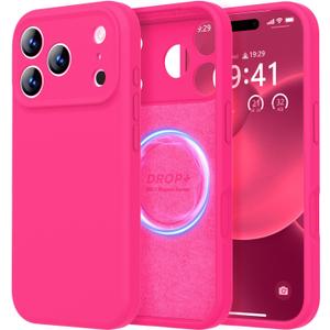 LOVE 3000 Designed for iPhone 17 Pro Max Case, Premium Silicone [Compatible with Magsafe][Soft Anti-Scratch Microfiber Lining] Shockproof Protective Phone Case for Men Women 6.9", Hot Pink