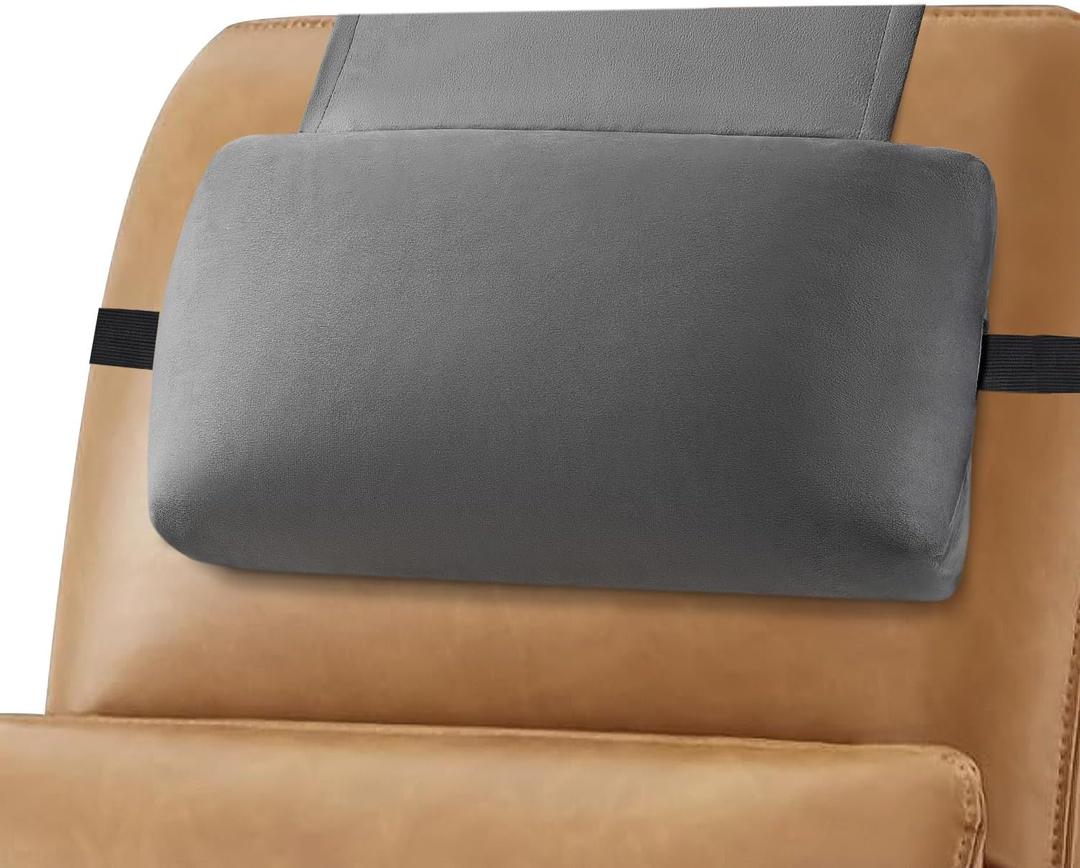 Head Recliner Pillow Adjustable Shredded Memory Foam Headrest Pillows for Recliner Chairs,Non-Slip Velvet Cushion for Pain Relief Neck Support Pillow for Travel Home Sofa Armchair with Zipper Cover