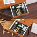 2 x IEEK Kitchen Drawer Organizer for Cutlery and Utensils,Adjustable Silverware Drawer Organizer Tray,Kitchen Storage Divider for Spatula Tools,Gadgets,Forks,Knives,Spoons and Chopsticks,Black-L