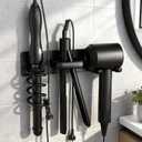 Hair Dryer Holder Wall Mounted Blow Dryer Holder Curling Iron Holder Straightener Holder 3 in 1 Bathroom Metal Hair Tool Organizer RackMatte Black