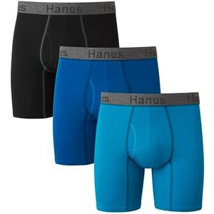 Hanes Men's Underwear Boxer Briefs or Long-Leg Boxer Briefs Pack, 3 Pack, No-Ride-Up, Stretch-Cotton Men Clothing 2XL