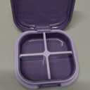 Daily Pill Organizer 4 Compartments, Small Pill Box Portable Travel Pill Case, Mini Pill Container for Purse Pocket, Compact Travel Medicine Organizer for Vitamin, Cod Liver Oil, Supplement (Purple)