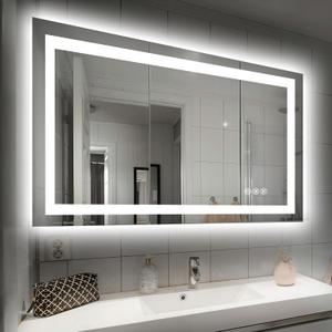40X32 LED Bathroom Mirror with Lights, Anti-Fog, Dimmable, Backlit + Front Lit, Smart Bathroom Vanity Mirror, Memory Function, Shatterproof, Tempered Glass (Horizontal/Vertical)