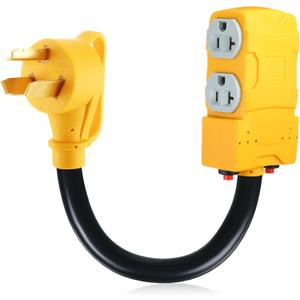 Kanayu 1.8 FT 30 to 20 Amp 110V Dryer Distribution Adapter Compatible with NEMA 10-30P to NEMA 4X 5-20R/ 5-15R, 3 Prong Dryer Wall Socket to Four Household Outlet with 20 Amp Circuit Breaker