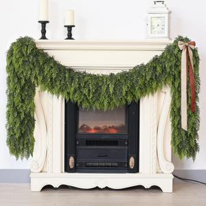 6FT Real Touch Christmas Cedar Garland - 1PCS, Artificial Pine Needles Garlands Realistic Fake Green Faux Garland for Holiday Fireplace,Table,Window,Stairs,Mante,Indoor Outdoor Decor