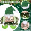 Knitgrip Christmas Lighted Wreath Gnome Xmas Gnome Door Wreath Artificial Santa Xmas Hanging Sign for Door Window Wall Decorations Farmhouse Christmas Home Decor(Green)