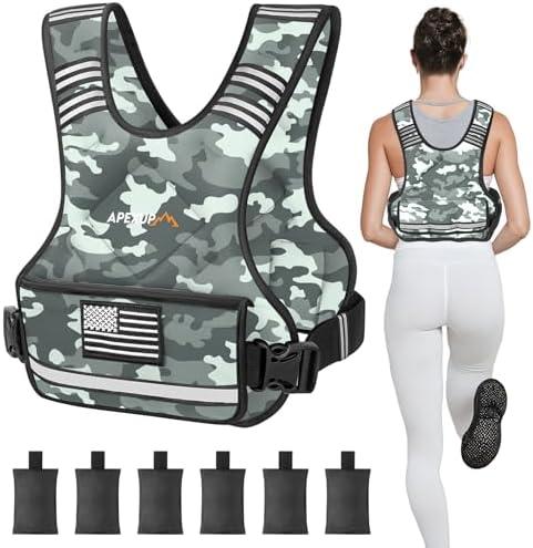 APEXUP Adjustable Weighted Vest, 20-32lb Vest with 6 Ironsand Weights and Large Pocket, Weight Vest for Men Women Strength Training, Running, Walking, Size: 20-32lbs