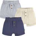 Gerber Baby Boys' 3-Pack Knit Shorts (3-6 Months, Blue)