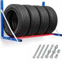 Wall Mounted Tire Rack, Folding Garage Tire Storage Rack for 4 Tires, Heavy Duty Adjustable Steel Shelf, Includes Lag Bolts & Mounting Hardware