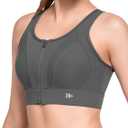 Yvette Zip Front Sports Bras for Women High Impact Supportive Large Bust Bras for Running