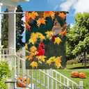 Fall House Flag Cardinal Bird 28x40 Double Sided Large Burlap Yard Flag Maple Leaves Welcome Autumn Thanksgiving Holiday Seasonal Outside Decorations
