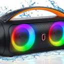 Portable Bluetooth Speaker, Loud Boombox Speaker with Subwoofer, Powerful Deep Bass Stereo Sound, IP65 Waterproof, Wireless Outdoor Speaker for Camping, Beach, Party, Support TWS/USB/TF Card/AUX