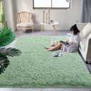 DweIke Fluffy Shaggy Area Rug, Green Plush Rugs for Living Room Bedroom, Soft Carpets for Kids Girls Boys Room, Extra Large Fuzzy Rug, Upgrade Non-Slip Rugs, 6 ft X 9 ft, Green