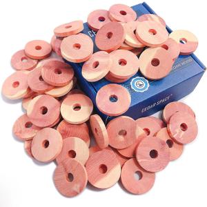 Cedar Space Cedar Blocks for Clothes Storage 100% Natural Aromatic Red Cedar Rings 72Pcs Protection for Wardrobes Closets and Drawers