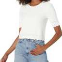 Club Monaco Women's Fancy Stitch Short Sleeve Tee (Blanc De Blanc/Casse) XS