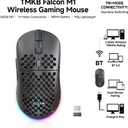 TMKB Wireless Gaming Mouse, 24000DPI Optical Sensor, 180Hrs Battery, Lightweight, 6 Programmable Buttons, RGB Strip, 2.4G/BT5.2/USB-C Wired for PC/Mac/Laptop - Matte Black