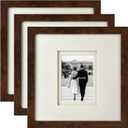 Yaetm 12x12 Square Picture Frame Matted to 5x7, Double Floating Ivory Mat, Black Photo Frame with Polished HD Tempered Glass for Wall Gallery, Home and Office, Wall Mounting, 3 Pack, Brown
