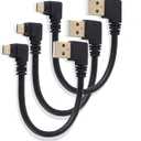 USB to Micro USB Cable 6Inch Right Angle Short USB Micro Cord 90 Degree Fast Charging Cable with Gold Plated Connectors for Samsung Galaxy S7/S6/S5 Kindle Fire TV Stick More (3-Pack)