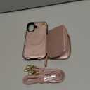 Bocasal for MagSafe Crossbody Wallet Case Compatible with iPhone 16, RFID Blocking Protective Purse Case with Card Slots Holder Kickstand Wrist Strap Lanyard Zipper 6.1 Inch 5G (Rose Gold)