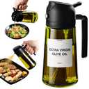 TrendPlain - Original 16oz/470ml Olive Oil Dispenser Bottle for Kitchen Gadgets and Air Fryer Accessories - Olive Oil Sprayer for Cooking w/Stickers - Black