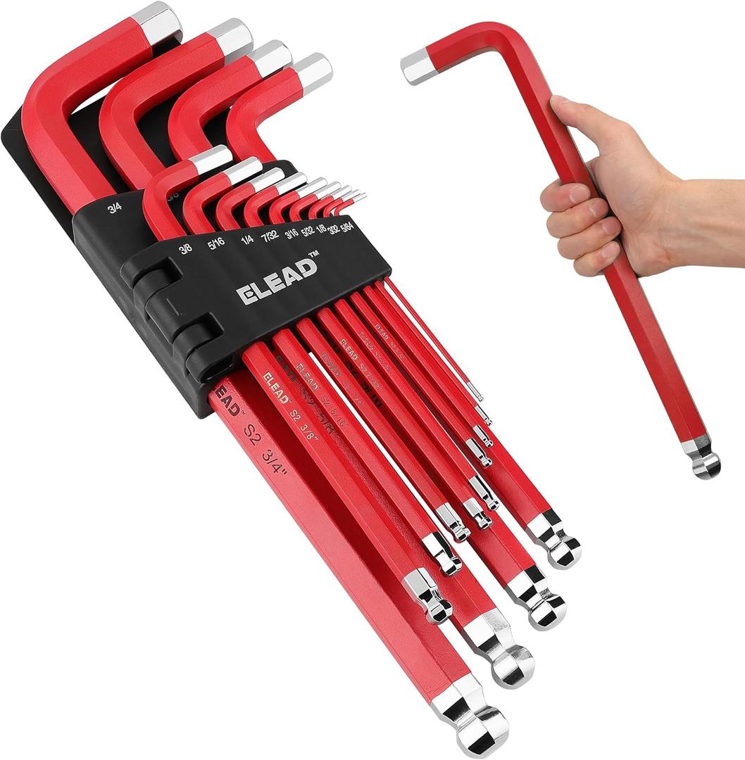 ELEAD Jumbo Hex Key Allen Wrench Set | 13-Piece SAE 5/64"-3/4" | Long Ball End Durable S2 | Automotive | Mechanic | Furniture | Professional Grade Tools (SEA Jumbo Kit)