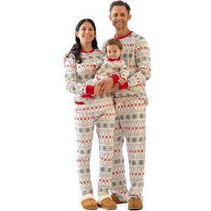Butterblu JAMIE Matching Family Jammies Christmas Pajamas Organic Cotton PJs Womens, Mens, Kids, Toddlers, Baby, Pets (0-3 Months, Nordic Fair Isle Ivory)