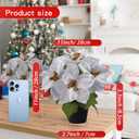 Poinsettias Flowers Artificial 2 Pack White Faux Christmas Poinsettia Plant Small 11 Inch Winter Flowers for Home Office Table Decorations Indoor Xmas Ornament (Cream)