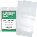 Mushroom Grow Bags (50 Pack) - 6 Mil Thick Autoclave Spawn Bags with 0.2 Micron Filter for Your Grain - Mycology Supplies - Large Size 8" x 5" x 20"
