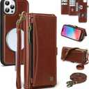 Wallet Case for iPhone 13 Pro Max with Card Holder/Crossbody Wallet/Strap| RFID Blocking | Magnetic | Kickstand | Detachable | PU Leather Phone Case for iPhone 13 Pro Max,6.7 in,Brown