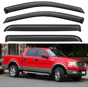 Window Visors Rain Guards for 2004 2005 2006 2007 2008 Ford F150 SuperCrew, Out-Channel Window Vent Wind Deflectors Visors Shades for 06 07 08 Lincoln Mark LT